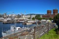 OSLO, NORWAY Ã¢â¬â AUGUST 17, 2016: View of panorama on Oslo Harbour and Oslo City Hall from Akershus fortress in Oslo, Norway on A Royalty Free Stock Photo